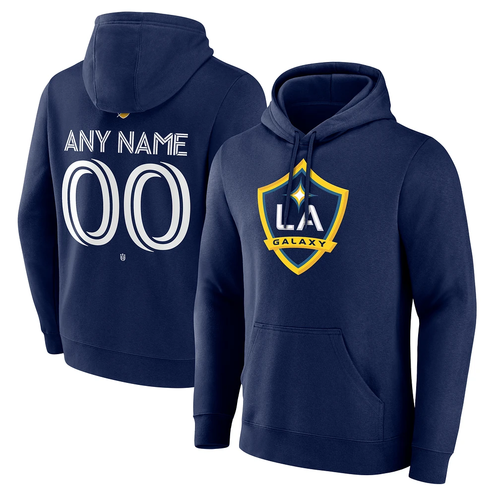Men's Navy LA Galaxy Custom Team Authentic Pullover Hoodie