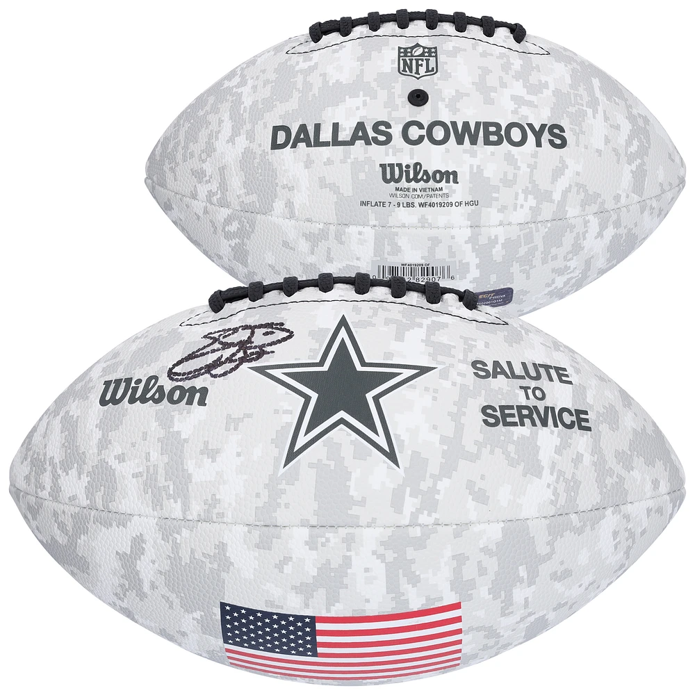 Emmitt Smith Dallas Cowboys Autographed 2024 Salute To Service Wilson Football