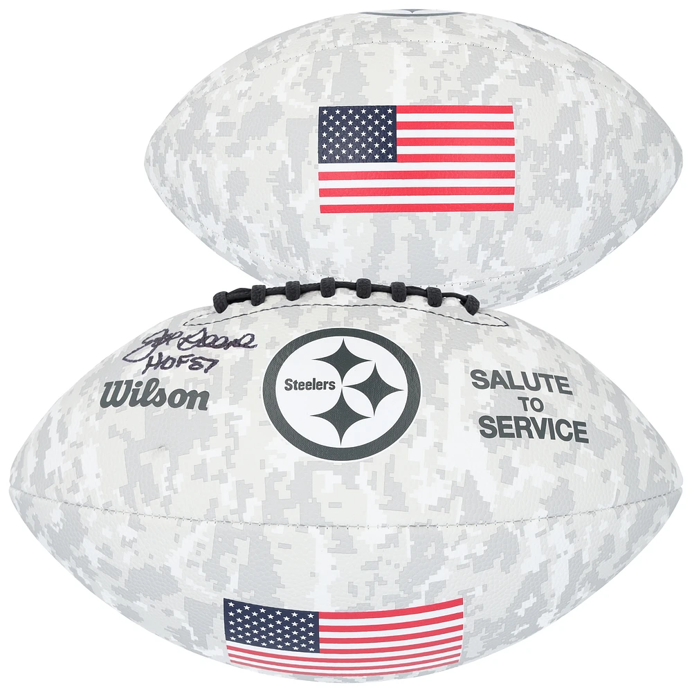 Joe Greene Pittsburgh Steelers Autographed 2024 Salute To Service Wilson Football with "HOF 87" Inscription