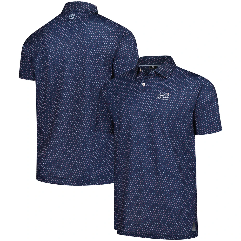 Men's FootJoy Navy The Charles Schwab Challenge ProDry Bounce Print Stretch Pique Polo
