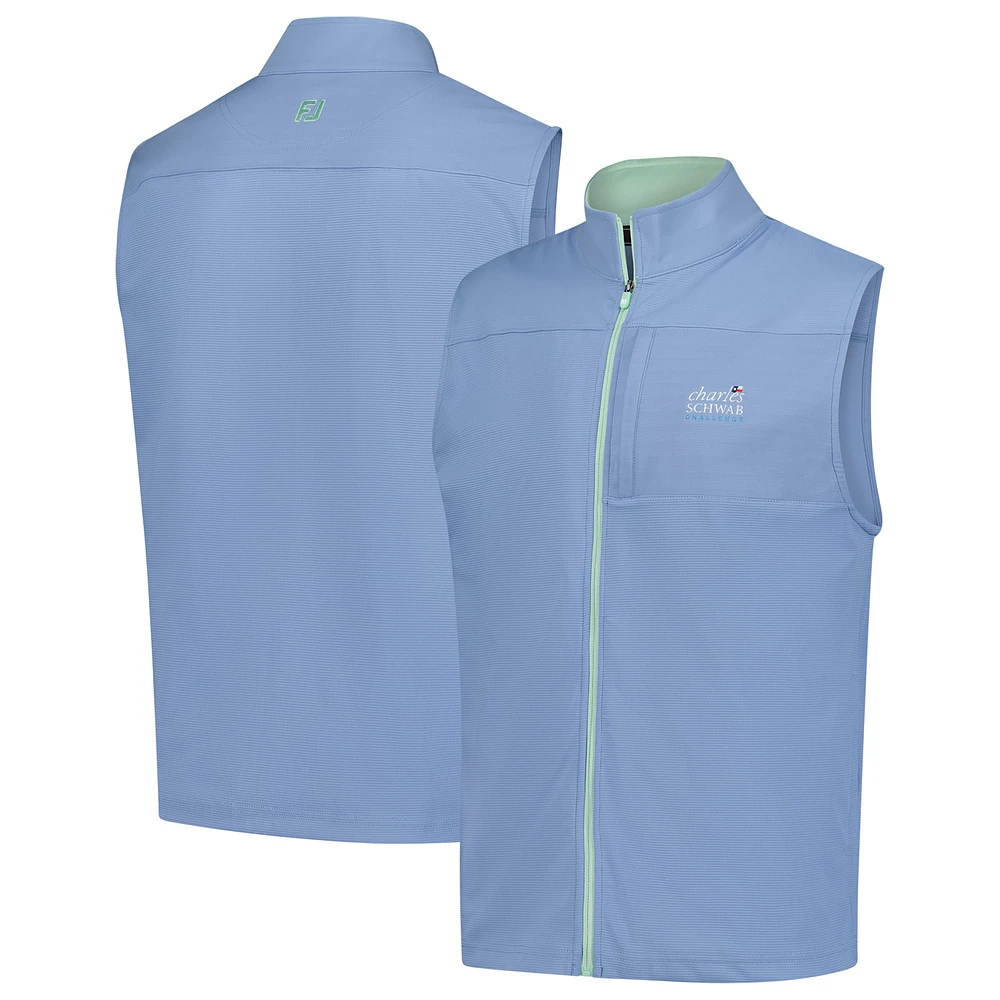 Men's FootJoy Light Blue The Charles Schwab Challenge Ottoman Knit Full-Zip Vest