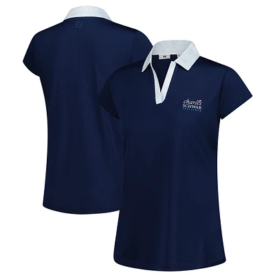 Women's FootJoy Navy The Charles Schwab Challenge Cap Sleeve Polo