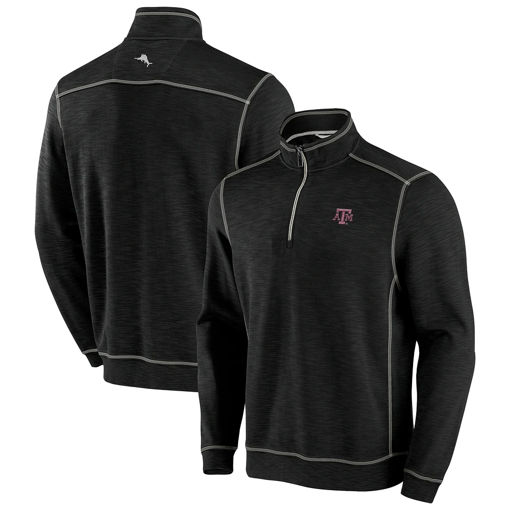 Men's Tommy Bahama Black Texas A&M Aggies Big & Tall Tobago Bay Tri-Blend Quarter-Zip Sweatshirt