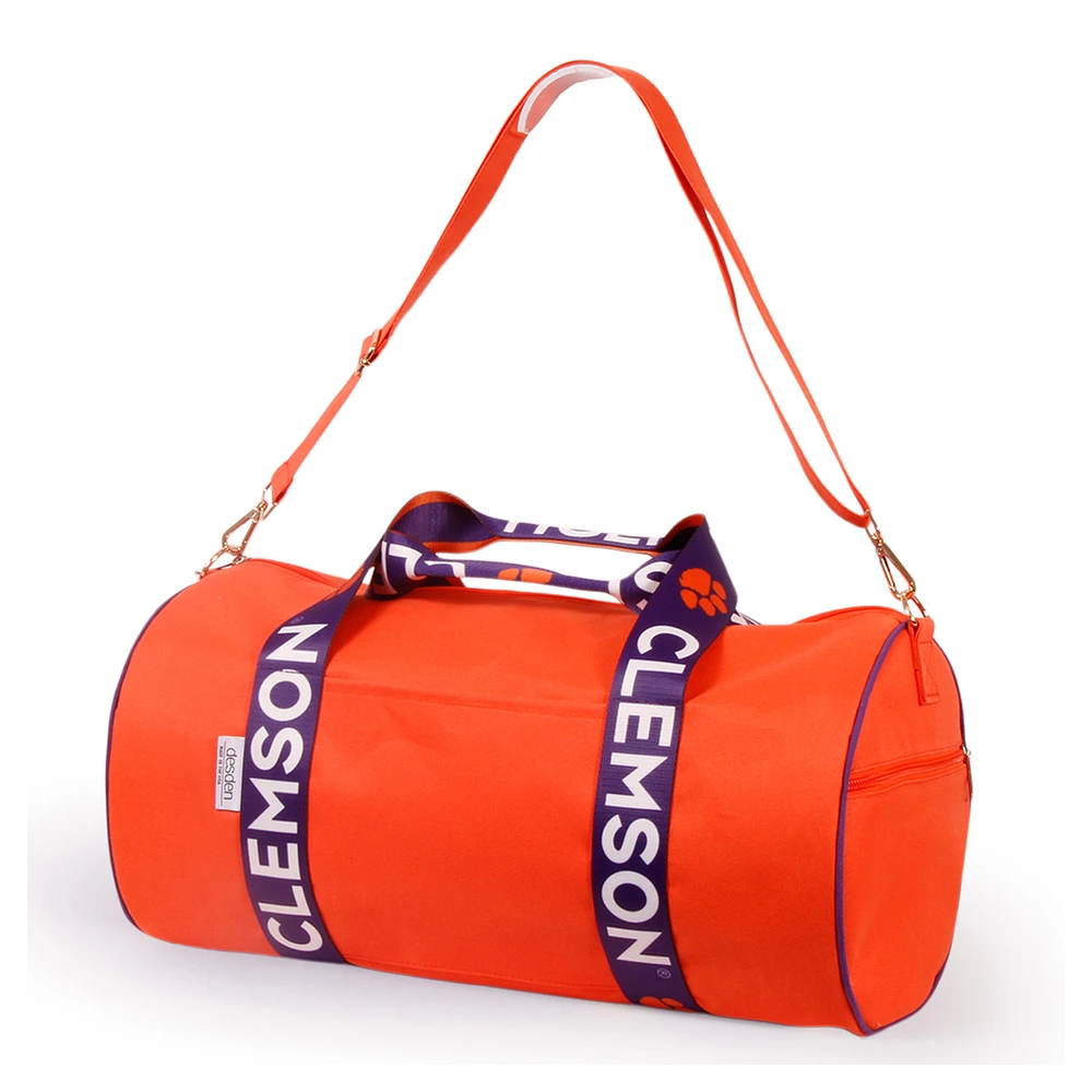 Clemson Tigers Round Duffel with Logoed Straps