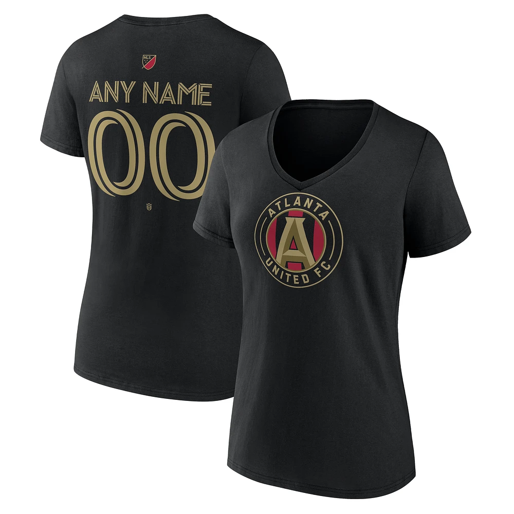 Women's Black Atlanta United FC Custom Team Authentic V-Neck T-Shirt