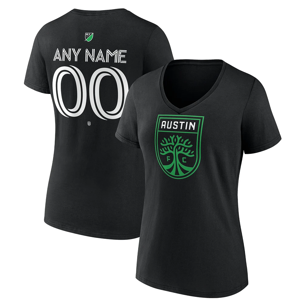 Women's Black Austin FC Custom Team Authentic V-Neck T-Shirt