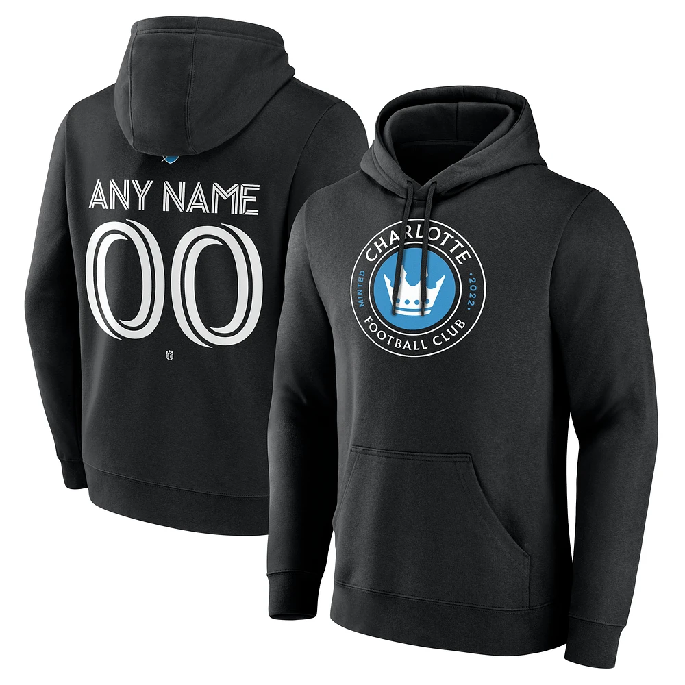 Men's Black Charlotte FC Custom Team Authentic Pullover Hoodie