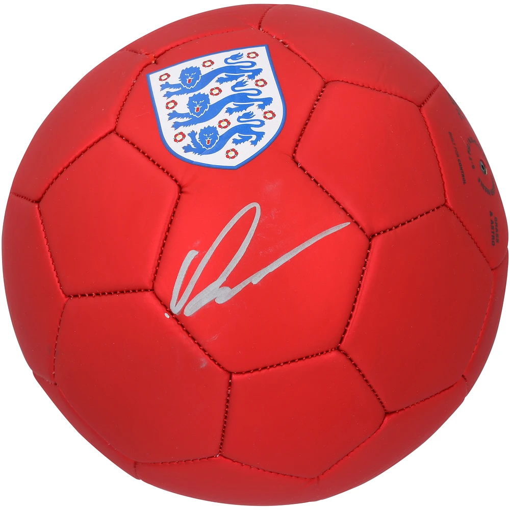 Cole Palmer England National Team Autographed Red Logo Soccer Ball