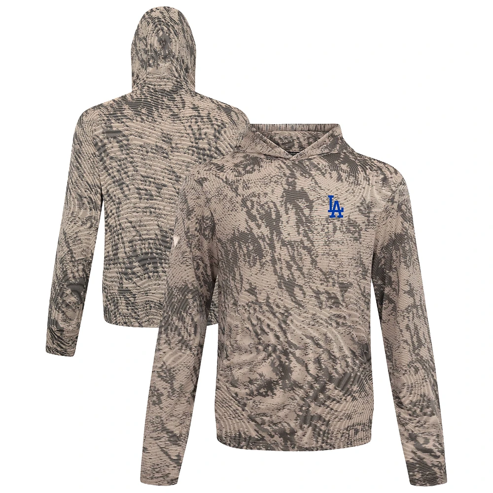 Men's Levelwear Tan Los Angeles Dodgers Insignia Lightweight Long Sleeve Hooded T-Shirt