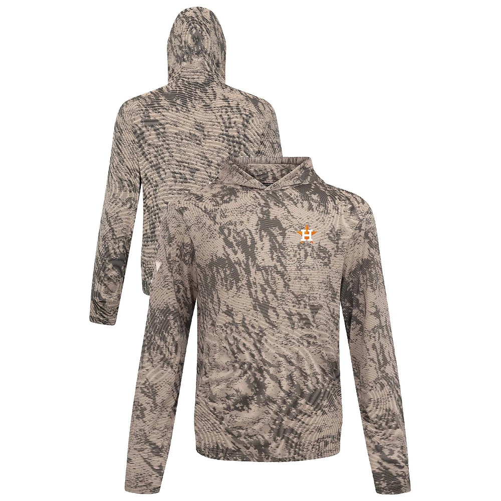 Men's Levelwear Tan Houston Astros Insignia Lightweight Long Sleeve Hooded T-Shirt