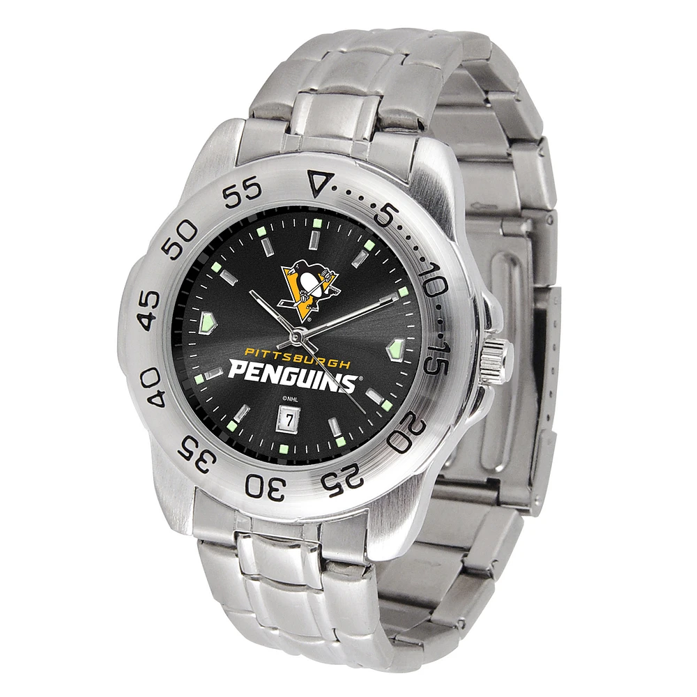 Silver Pittsburgh Penguins Stainless Steel Clutch Watch
