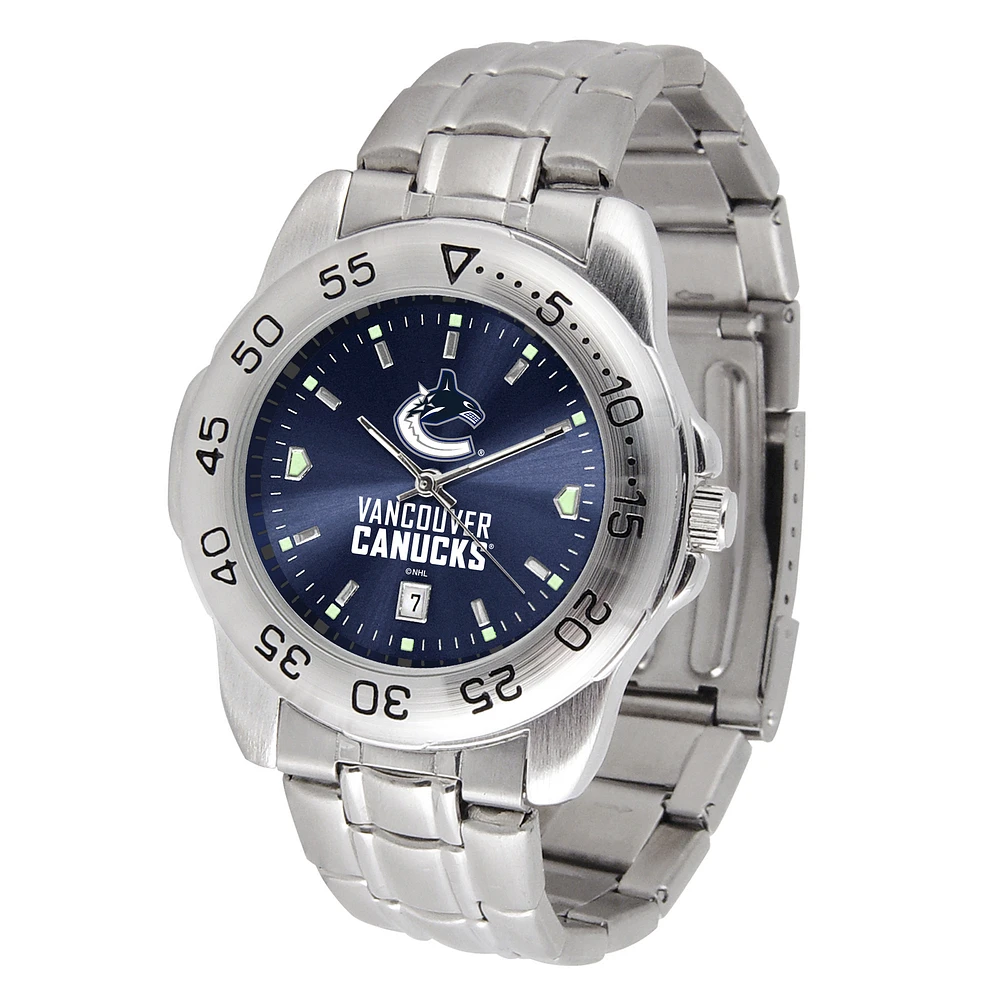 Silver Vancouver Canucks Stainless Steel Clutch Watch