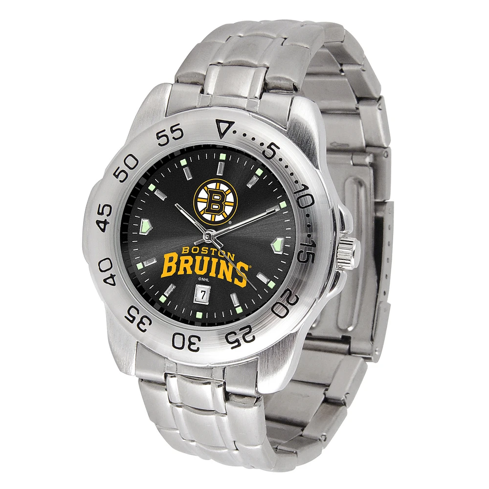Silver Boston Bruins Stainless Steel Clutch Watch