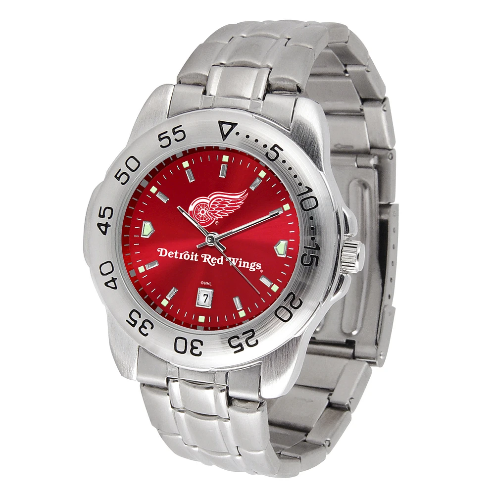 Silver Detroit Red Wings Stainless Steel Clutch Watch