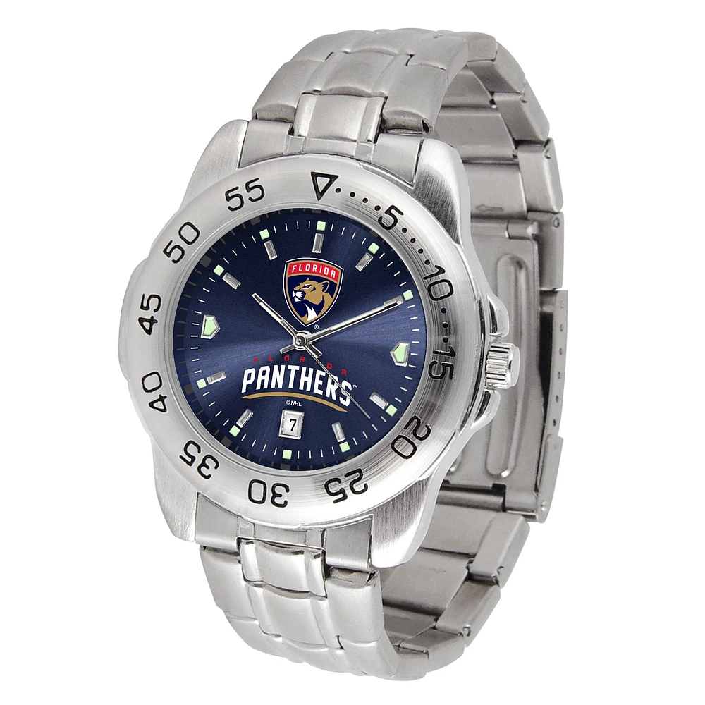 Silver Florida Panthers Stainless Steel Clutch Watch