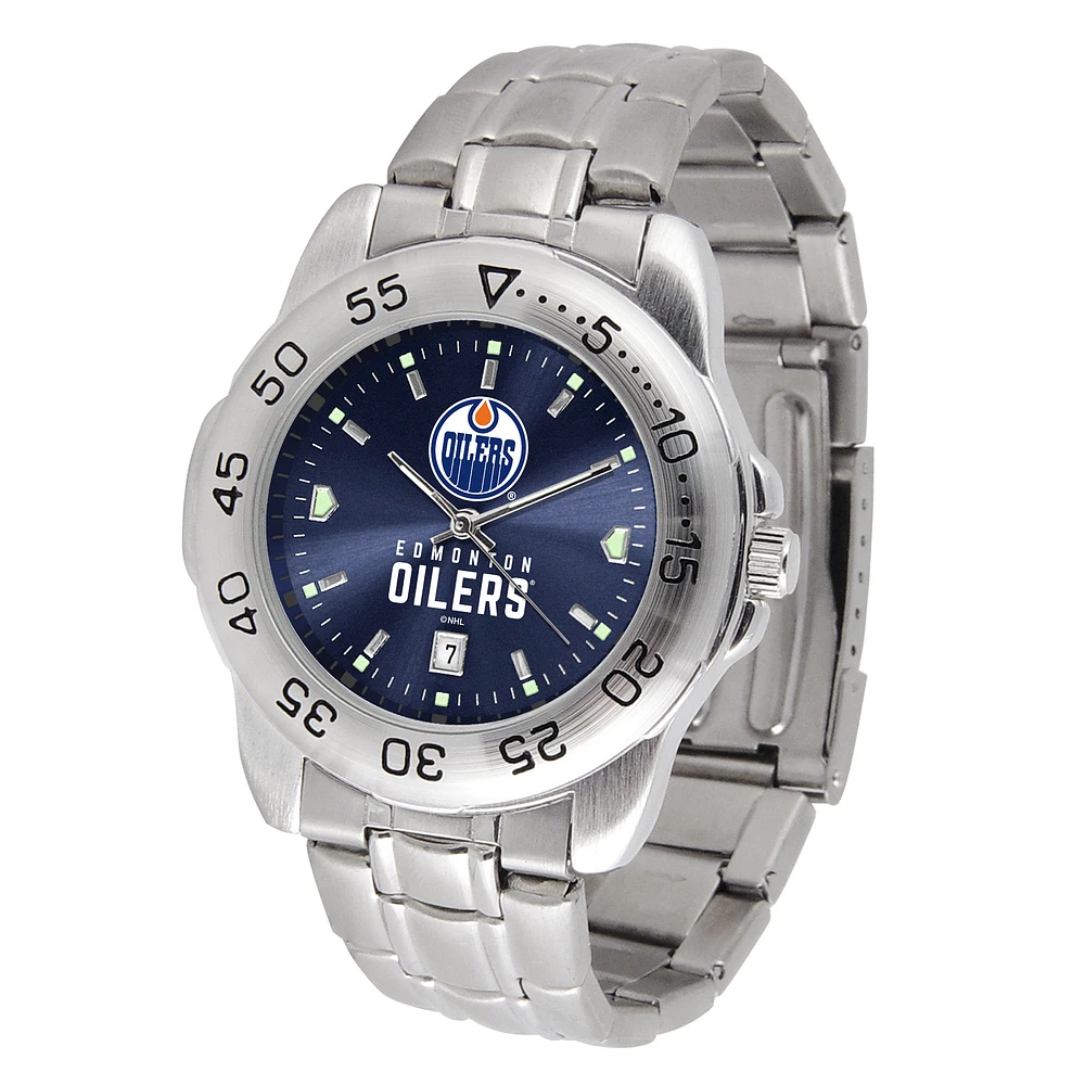 Silver Edmonton Oilers Stainless Steel Clutch Watch