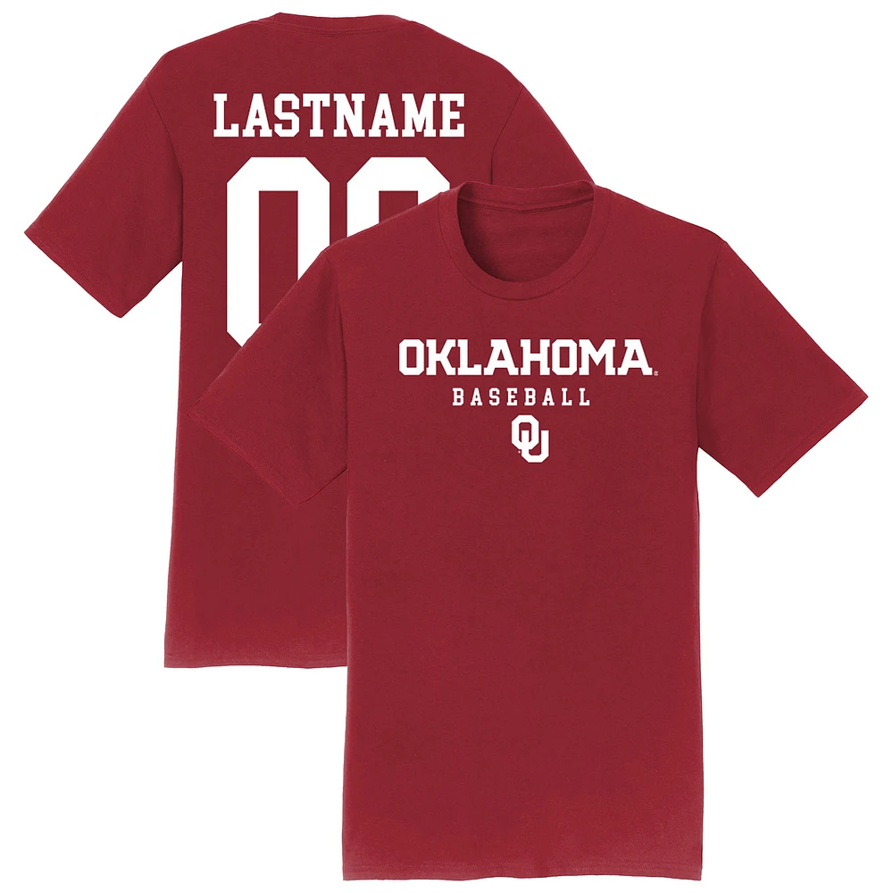 Unisex Crimson Oklahoma Sooners Baseball NIL Pick-A-Player Shirsey T-Shirt