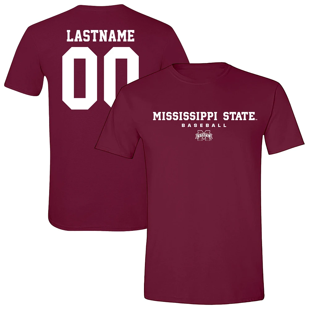 Unisex Maroon Mississippi State Bulldogs Baseball NIL Pick-A-Player T-Shirt