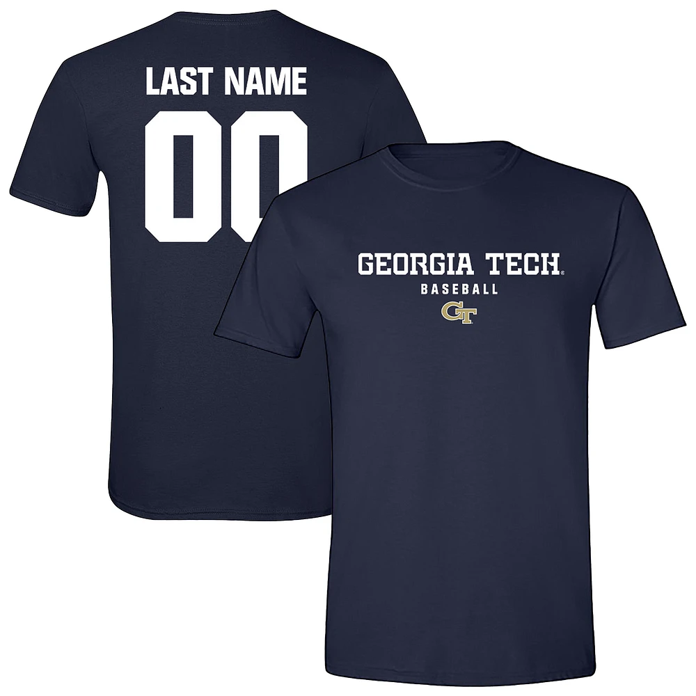 Unisex Navy Georgia Tech Yellow Jackets Baseball NIL Pick-A-Player T-Shirt