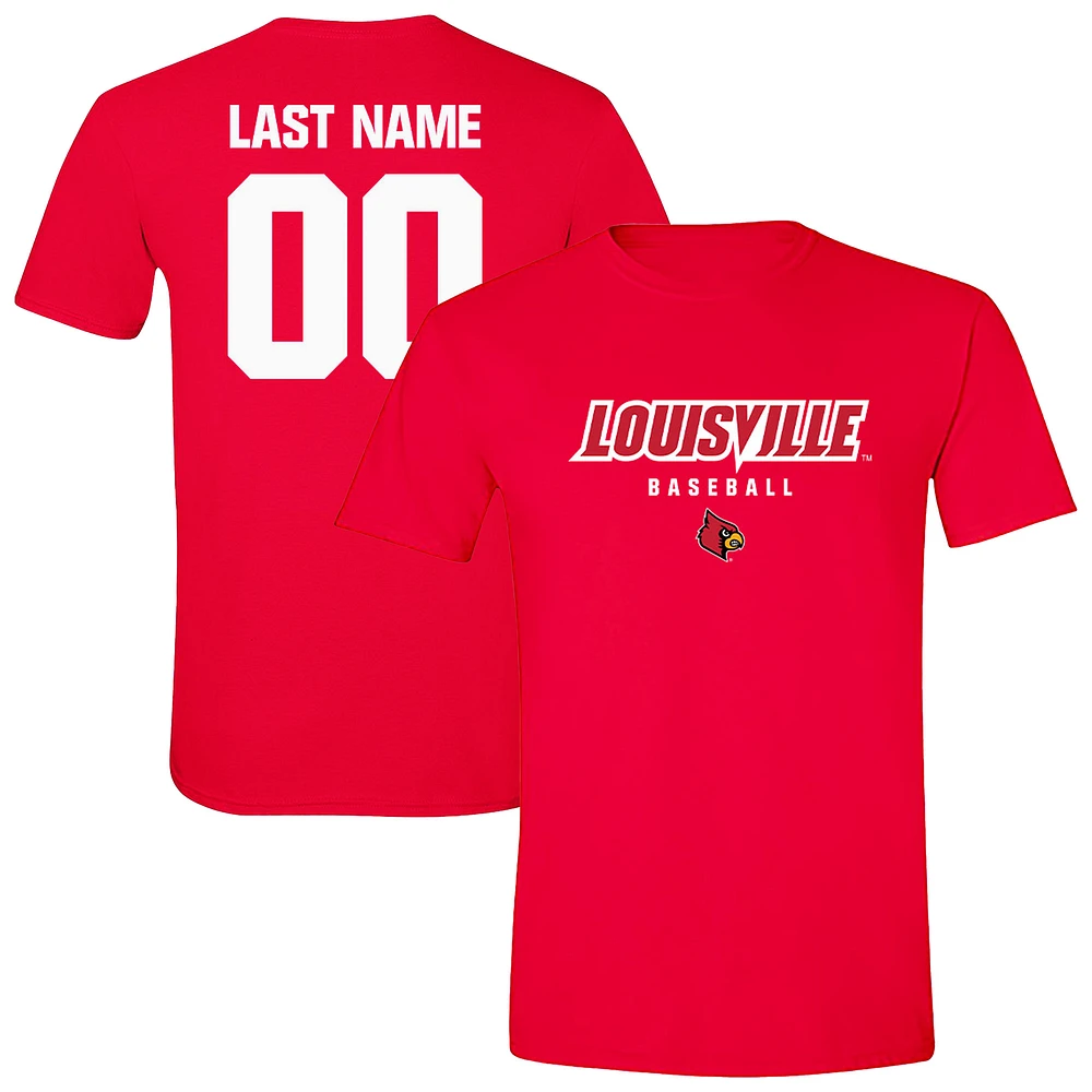 Unisex Red Louisville Cardinals Baseball NIL Pick-A-Player T-Shirt