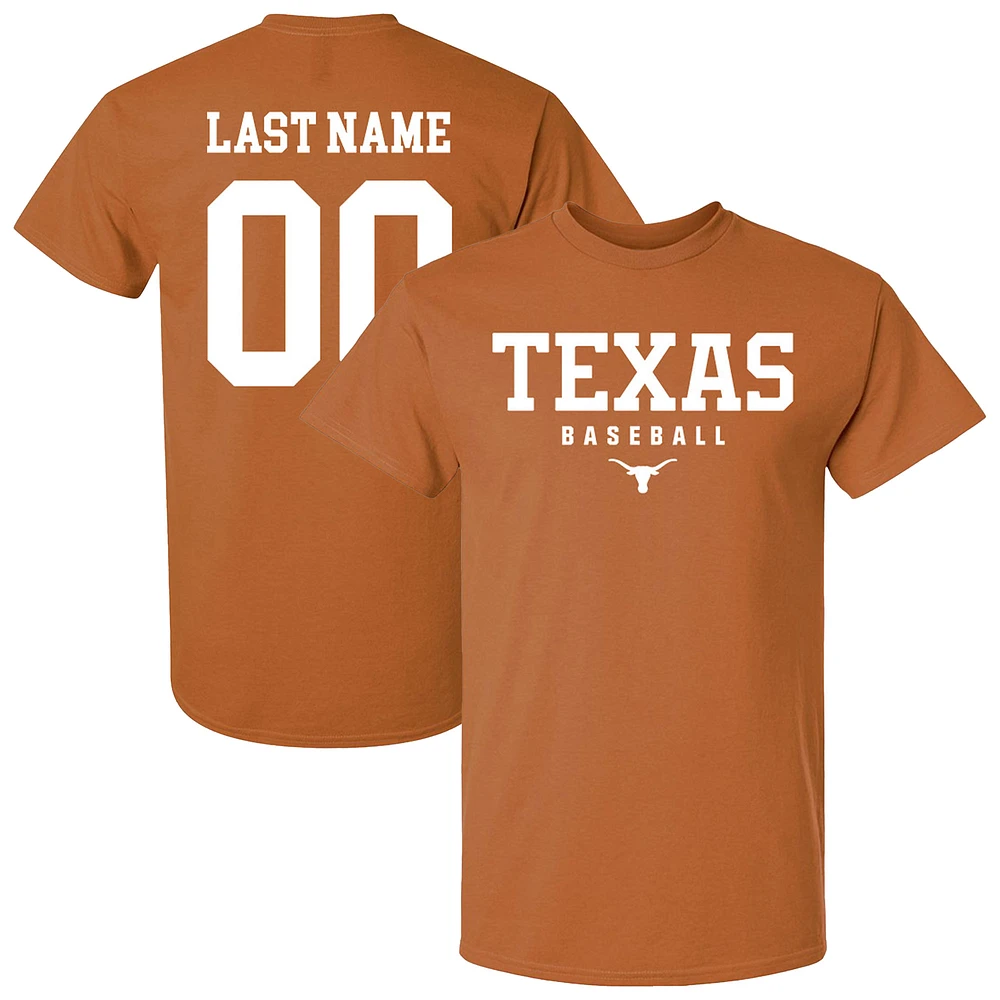 Unisex Texas Orange Longhorns Baseball NIL Pick-A-Player T-Shirt