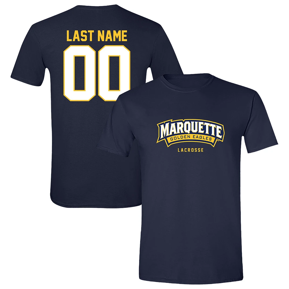 Unisex Navy Marquette Golden Eagles Women's Lacrosse NIL Pick-A-Player T-Shirt