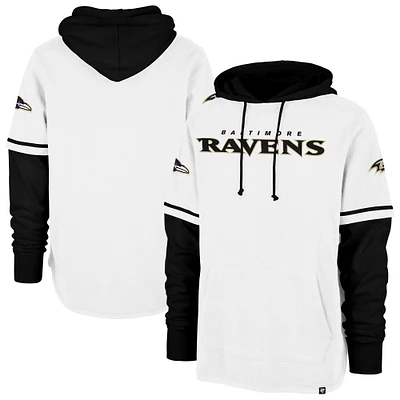 Men's '47 White Baltimore Ravens Trifecta Shortstop Pullover Hoodie