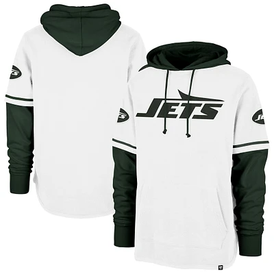 Men's '47 White New York Jets Trifecta Shortstop Pullover Hoodie