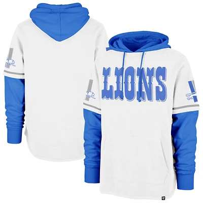 Men's '47 White Detroit Lions Throwback Shortstop Pullover Hoodie