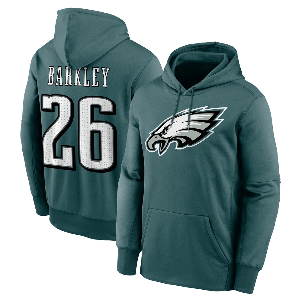 Men's Nike Saquon Barkley Midnight Green Philadelphia Eagles Player Name & Number Performance Pullover Hoodie
