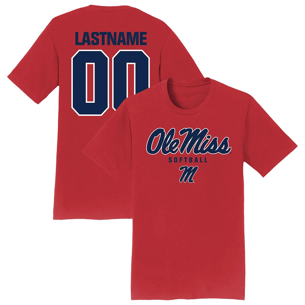 Unisex Red Ole Miss Rebels NIL Pick-A-Player Softball Shirsey T-Shirt
