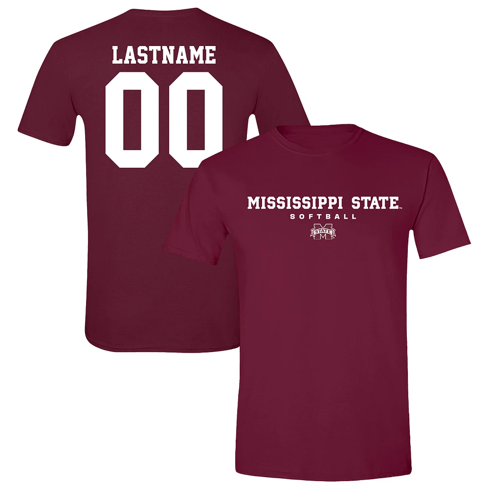 Unisex Maroon Mississippi State Bulldogs NIL Pick-A-Player Softball Shirsey T-Shirt