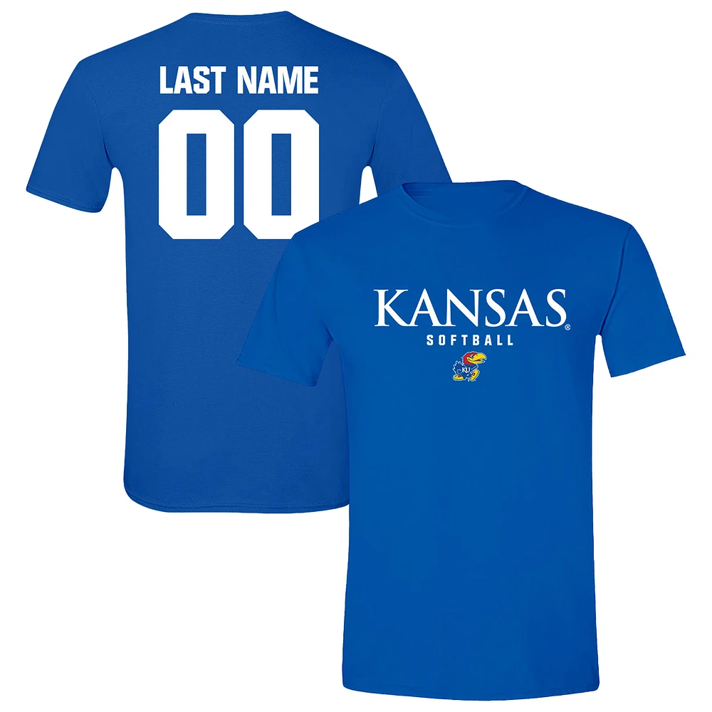 Unisex Royal Kansas Jayhawks NIL Pick-A-Player Softball Shirsey T-Shirt