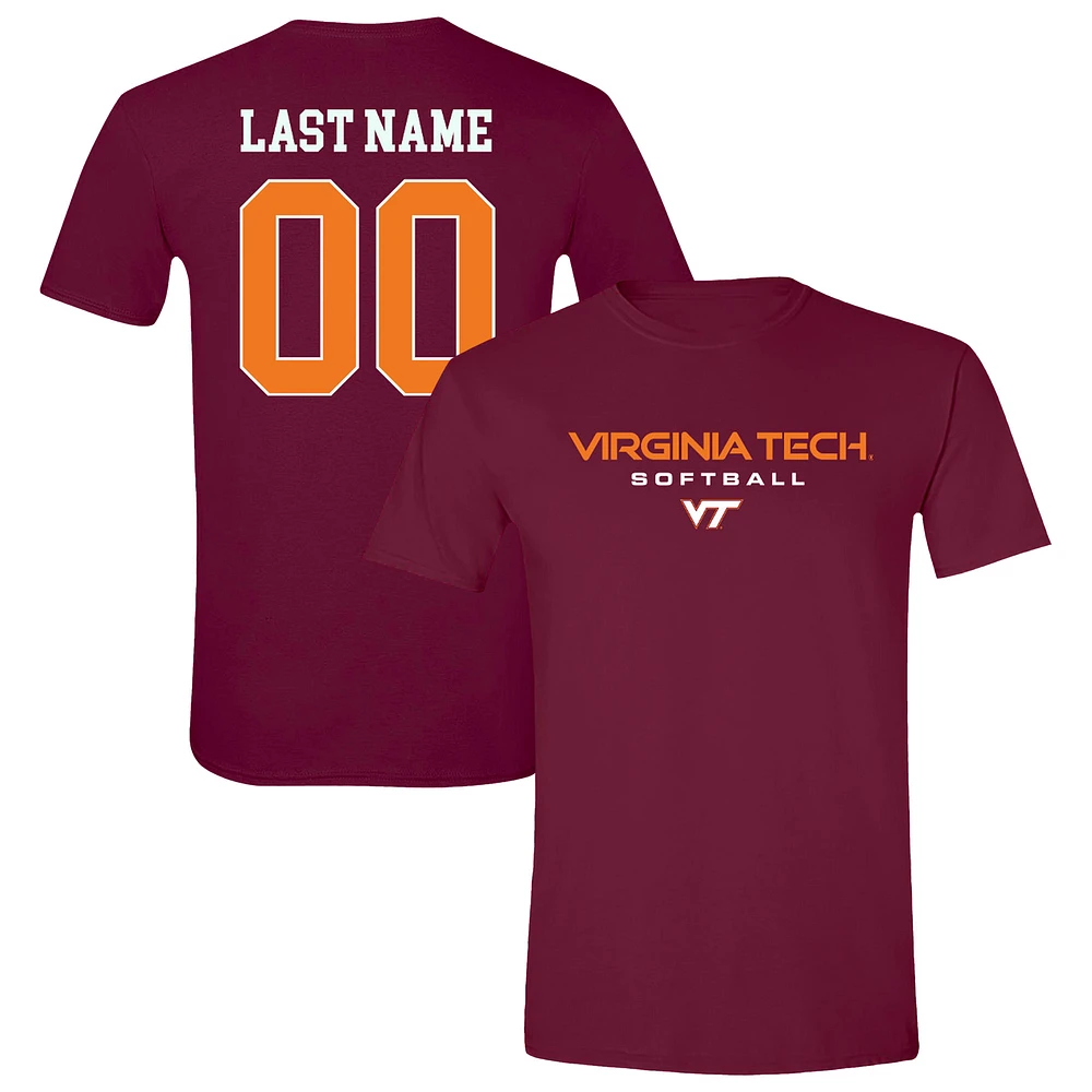 Unisex Maroon Virginia Tech Hokies NIL Pick-A-Player Softball Shirsey T-Shirt