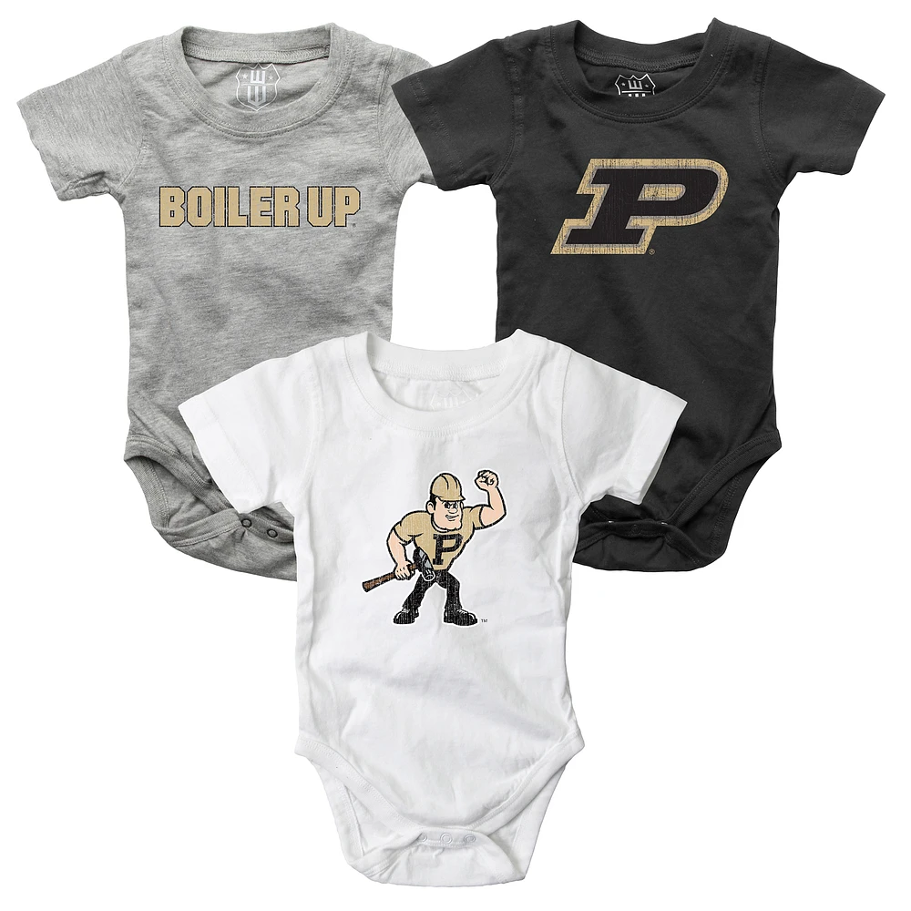 Infant Wes & Willy Purdue Boilermakers Three-Pack Bodysuit Set