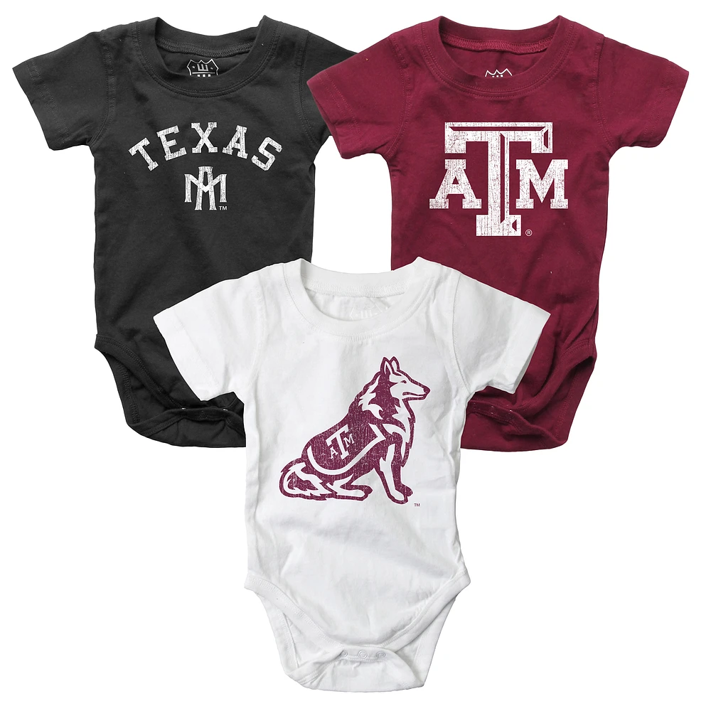 Infant Wes & Willy Texas A&M Aggies Three-Pack Bodysuit Set