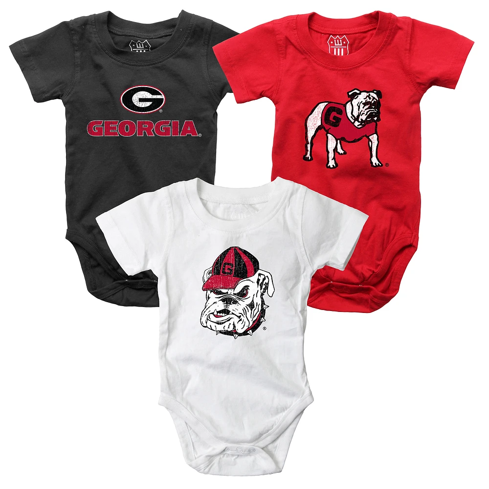 Infant Wes & Willy Georgia Bulldogs Three-Pack Bodysuit Set