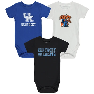 Infant Wes & Willy Royal/White/Black Kentucky Wildcats Three-Pack Bodysuit Set