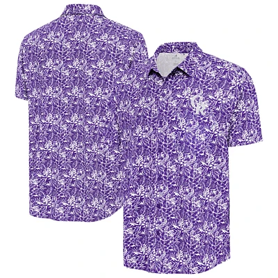 Men's Antigua Purple Colorado Rockies Resort Button-Up Shirt