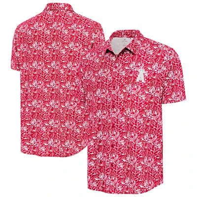 Men's Antigua Red Los Angeles Angels Resort Button-Up Shirt