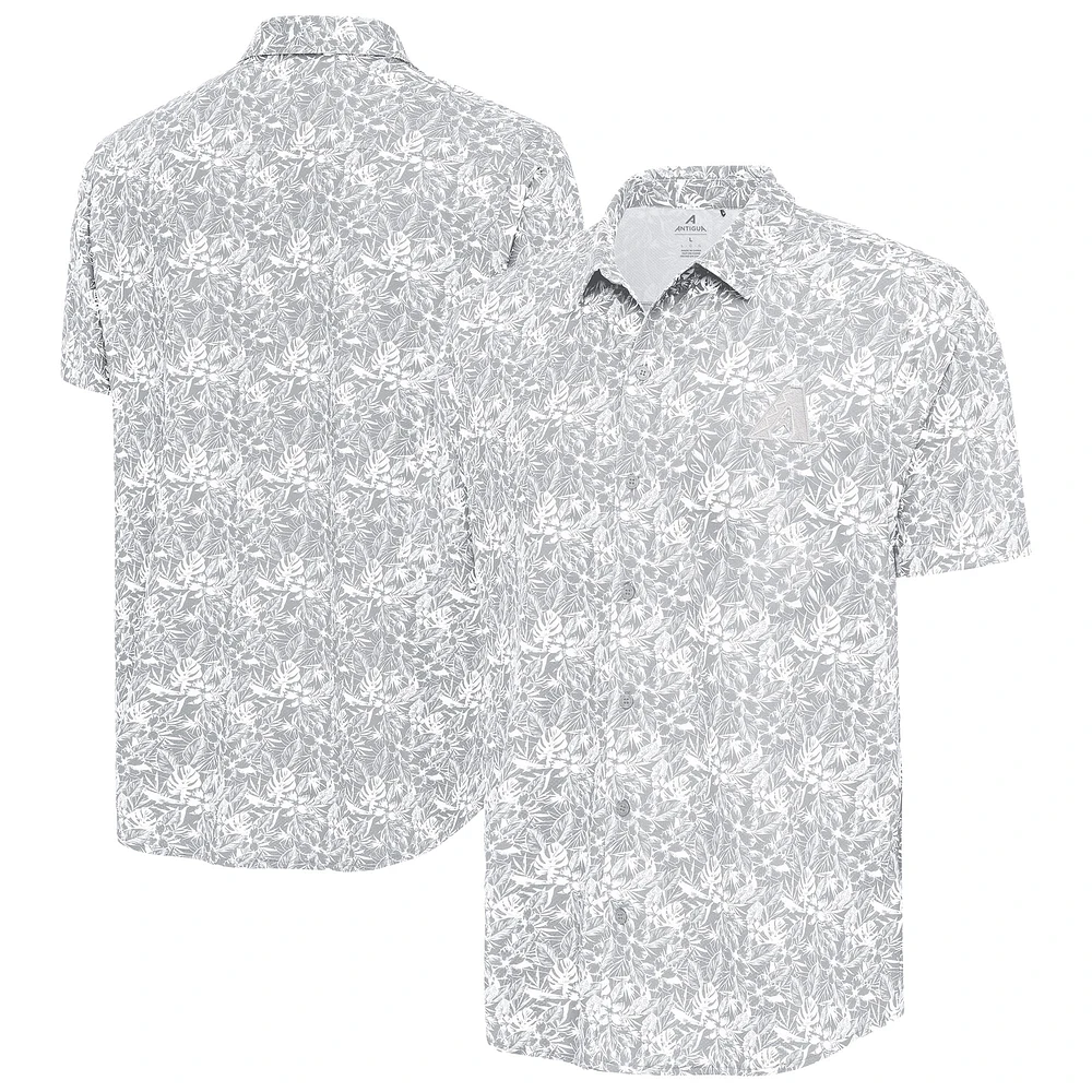 Men's Antigua Gray Arizona Diamondbacks Resort Button-Up Shirt