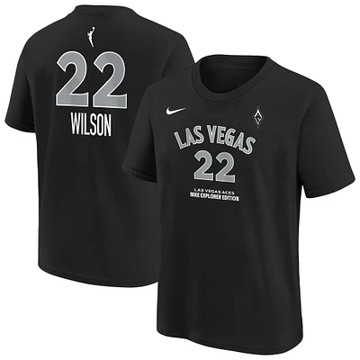Youth Nike A'ja Wilson Black Las Vegas Aces Explorer Edition Name & Number T-Shirt