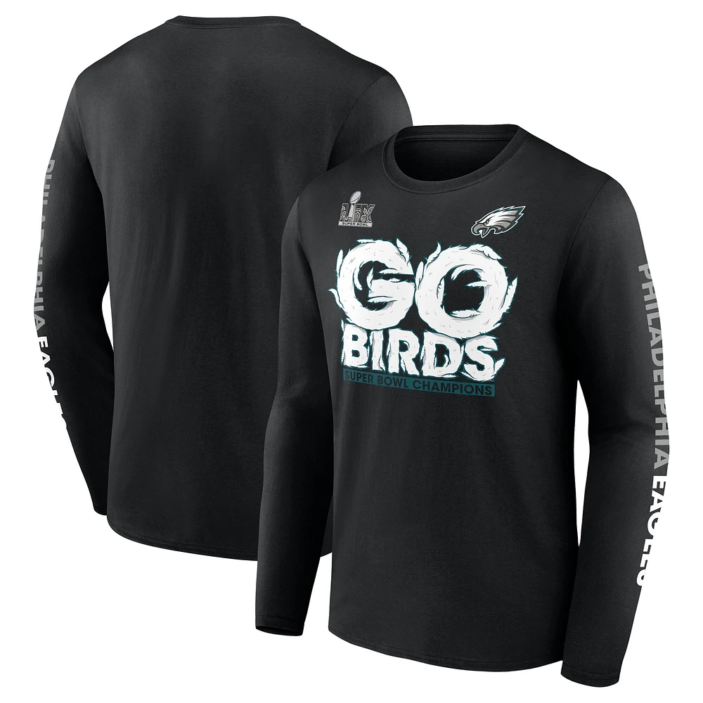 Men's Fanatics Black Philadelphia Eagles Super Bowl LIX Champions Big & Tall Go Birds Long Sleeve T-Shirt
