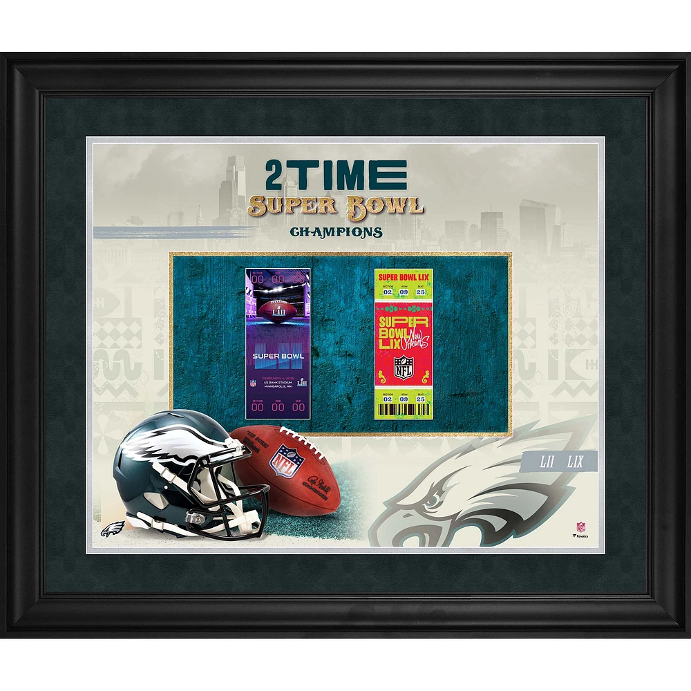 Philadelphia Eagles Super Bowl LIX Champions Framed 20" x 24" 2-Time Ticket Collage