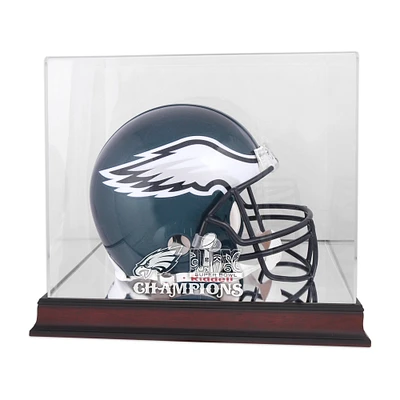 Philadelphia Eagles Super Bowl LIX Champions Mahogany Helmet Logo Display Case