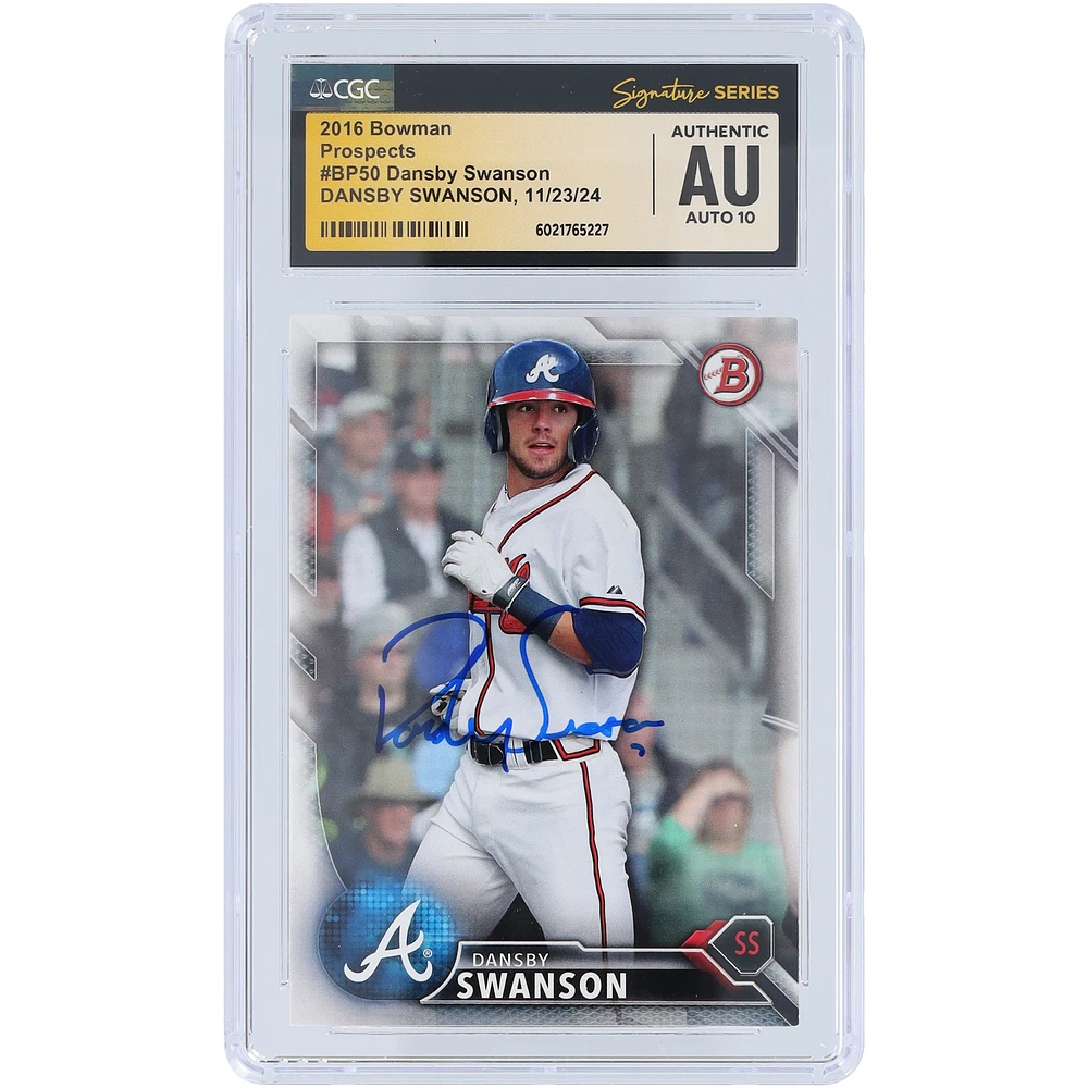 Dansby Swanson Atlanta Braves Autographed 2016 Bowman Prospects #BP50 CGC Fanatics Witnessed Authenticated Auto 10 Card