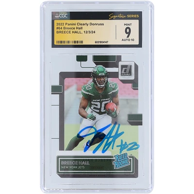 Breece Hall New York Jets Autographed 2022 Panini Clearly Donruss #64 CGC Fanatics Witnessed Authenticated / Rookie Card