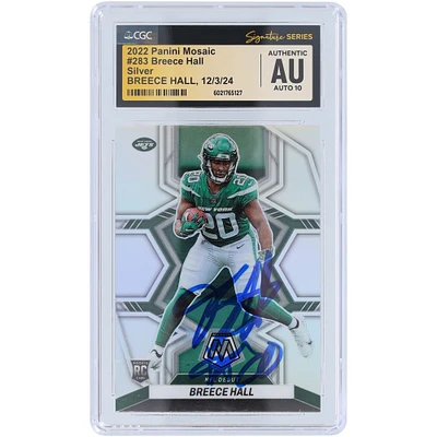 Breece Hall New York Jets Autographed 2022 Panini Mosaic Silver #283 CGC Fanatics Witnessed Authenticated Auto 10 Rookie Card