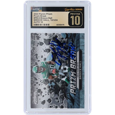 Breece Hall New York Jets Autographed 2022 Panini Prizm Prizm Break #PB-6 CGC Fanatics Witnessed Authenticated Pristine 10/10 Rookie Card