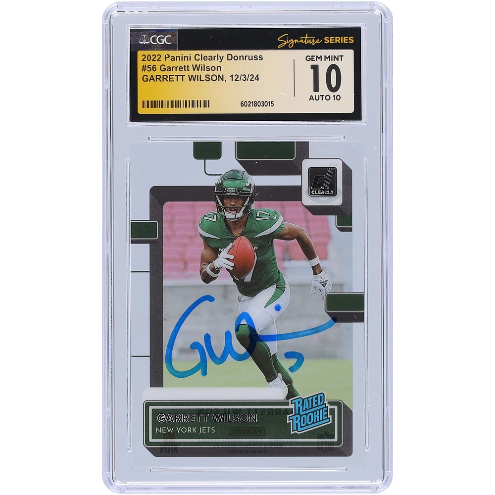 Garrett Wilson New York Jets Autographed 2022 Panini Clearly Donruss #56 CGC Fanatics Witnessed Authenticated 10/10 Rookie Card